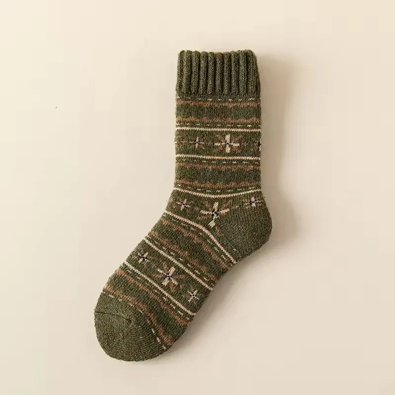 Winterwollsocken, verdickte Socken, Retro-Ethno-Stil, Paar-Stil, warme Frottee-Socken in der Mitte der Wade – Detail 6