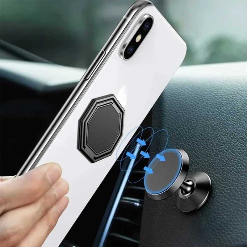 360 ° Drehbarer faltbarer Ständer für Mobiltelefone, ultradünner Telefonringständer, tragbarer Multi-Winkel-Desktop-Sechskant-Klatsch-Metallständer – Detail 4
