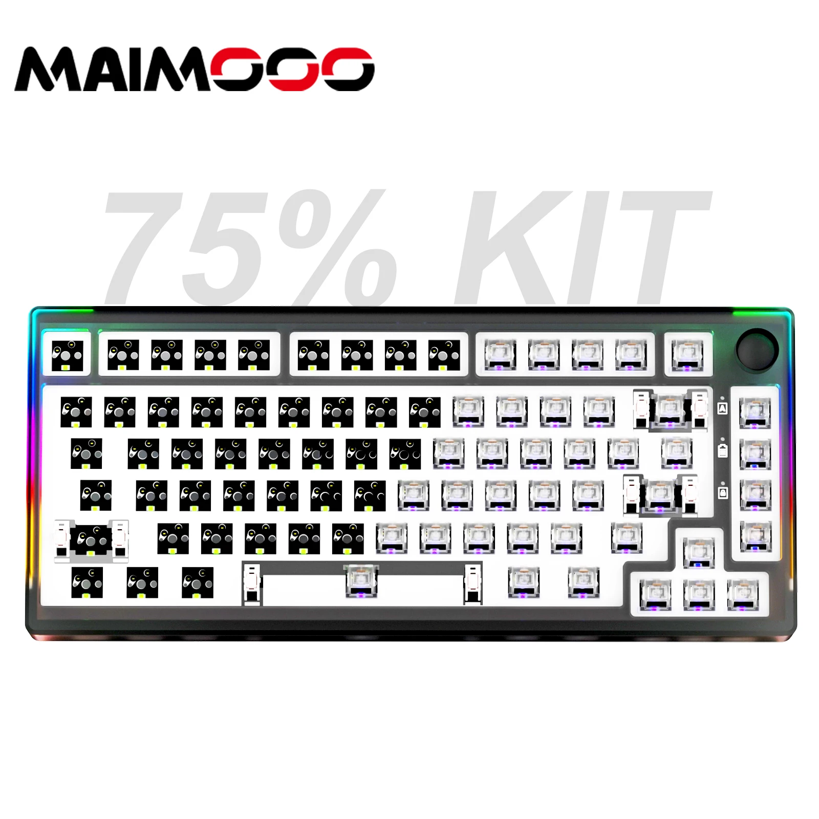 

MAIMOOO MLK75 Hot-Swappable Kit 75% Keyboard Bluetooth 2.4G Wired South-Facing RGB Side Light DIY Transparent 82key Keyboard Kit