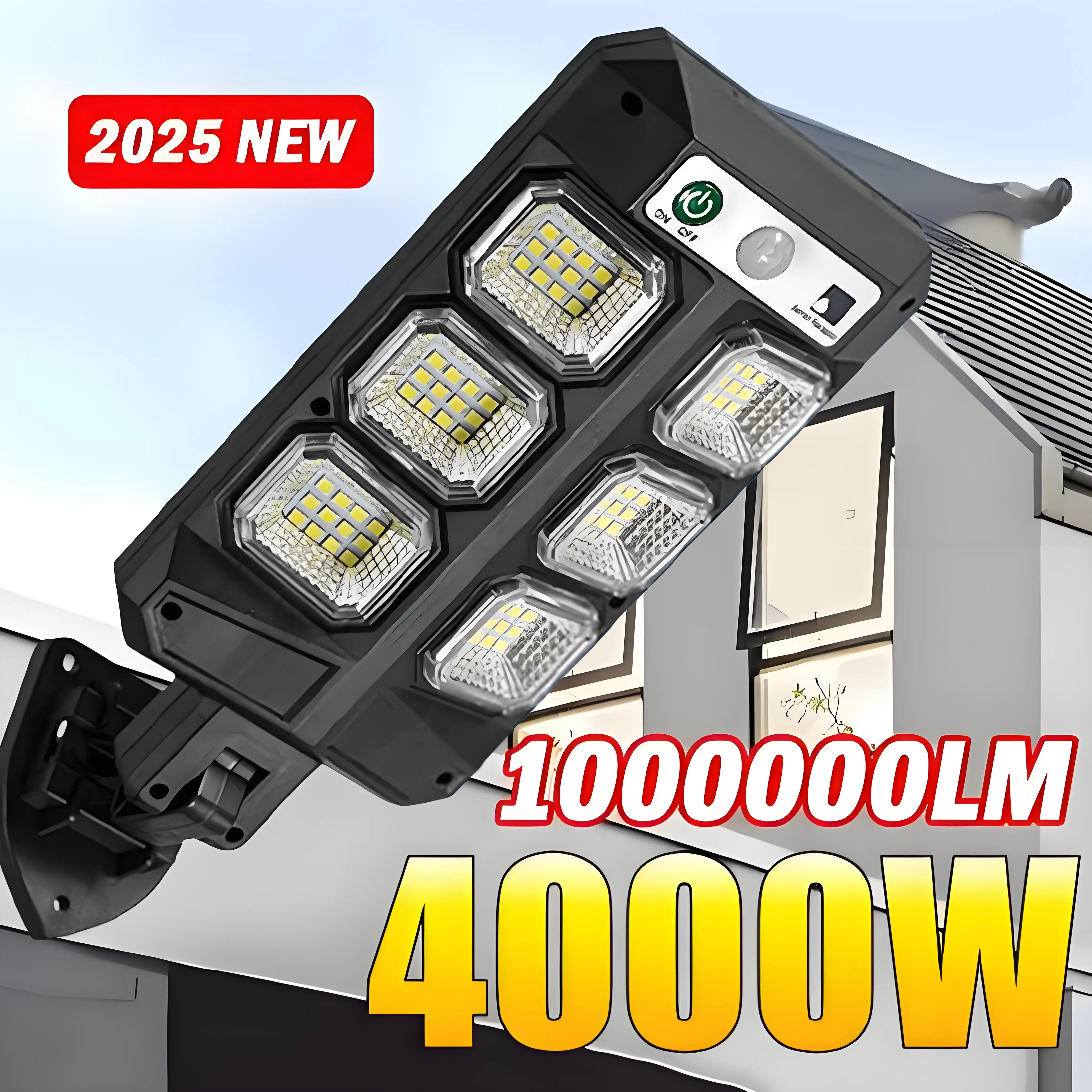 مصباح أمان LED يعمل بالطاقة الشمسية في الهواء الطلق 1000000LM مع 3 أوضاع إضاءة مقاومة للماء بمستشعر حركة مصباح جداري للحديقة والفناء والفيلا والبات