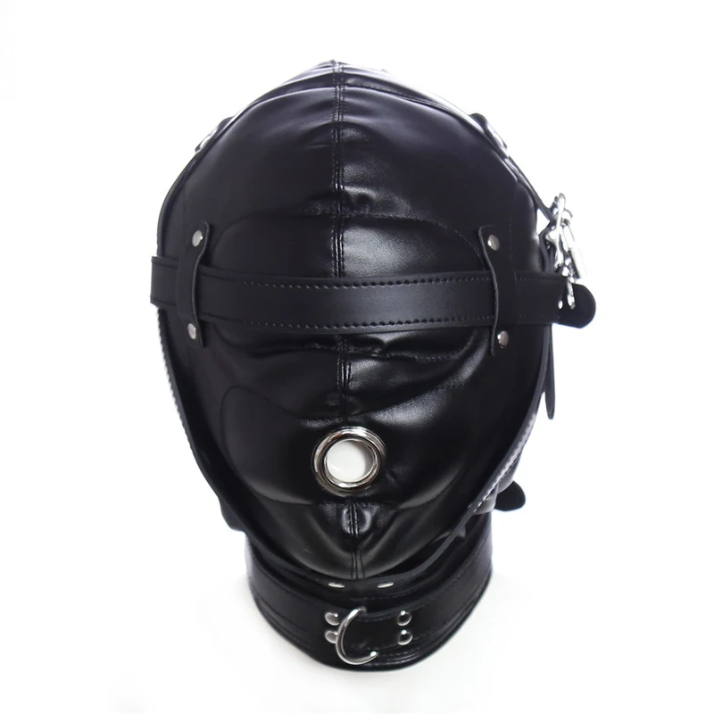 Unisex Leather SM Padded Hood Mask Blindfold Head Harness Mask  BDSM Bondage Masks Sex Toys For Couples Kit Cosplay Accessories