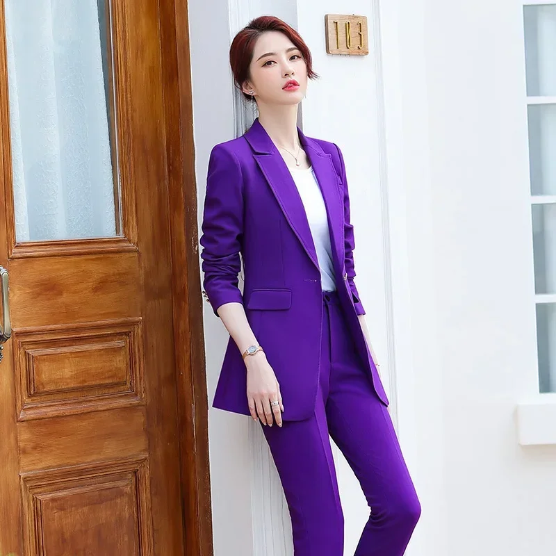 Blazer o pantaloni con risvolto a maniche lunghe con temperamento elegante da donna Blazer per abbigliamento da ufficio per occupazione aziendale in