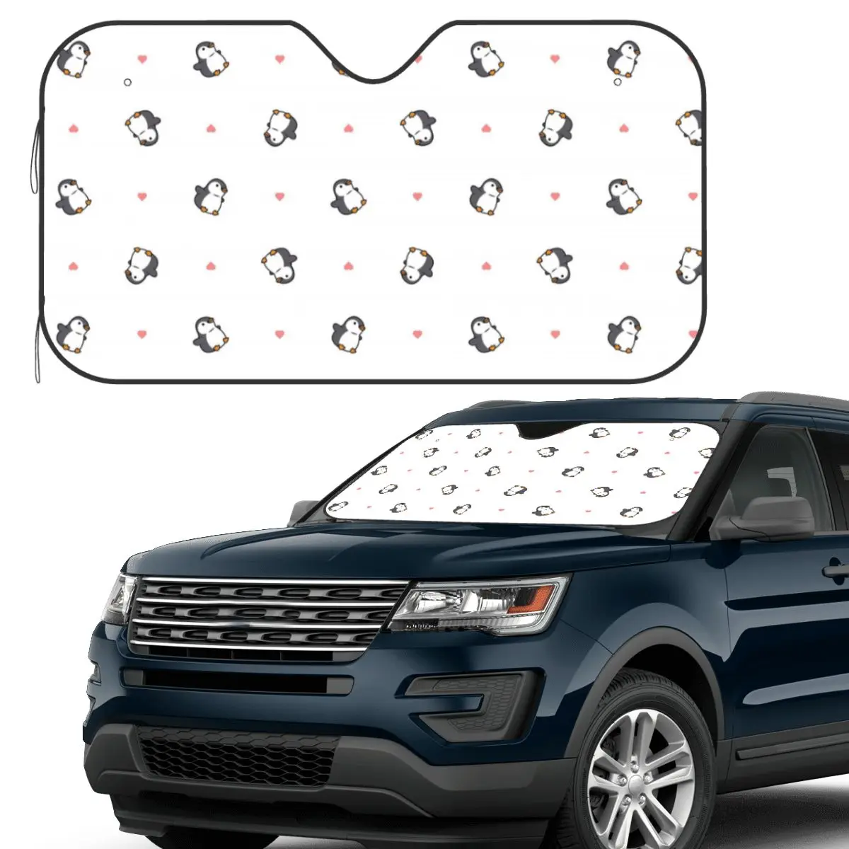 

Cute Penguin Sunshade Windscreen Car Front Windshield Window Sun Visor Accessories Covers