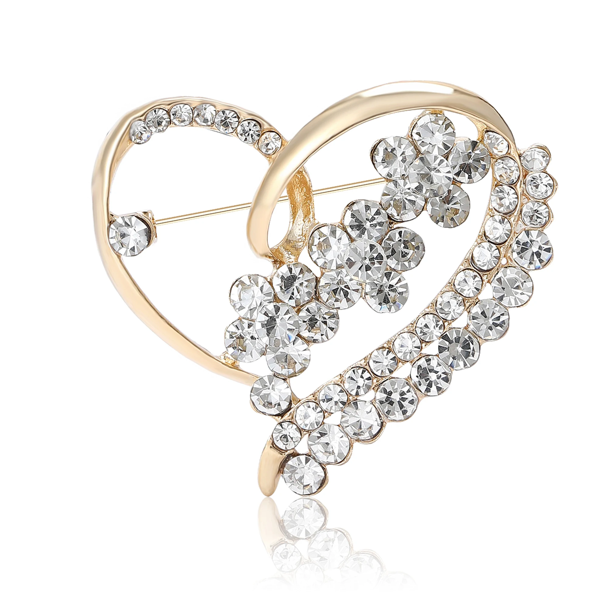 

Beaut&Berry Valentine's Day Metal Rhinestone Love Brooches for Women Heart Pins Friend Party Gifts Banquet Jewellery Accessories