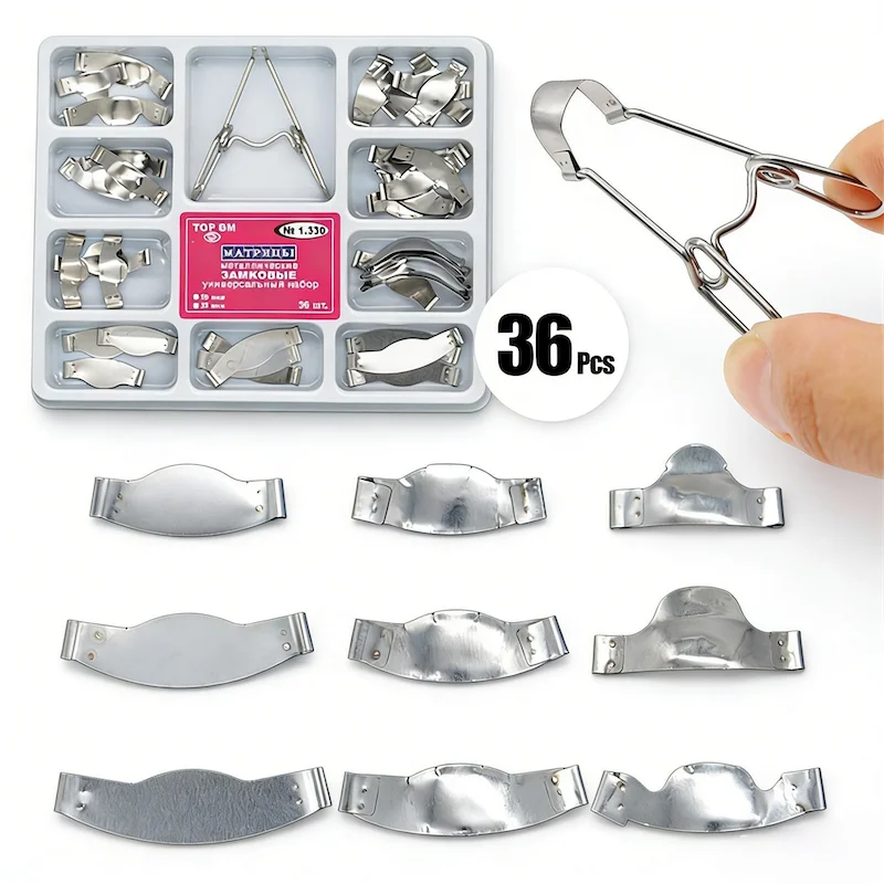 36pcs Sectional Matrix Kit V3 Contoured Bands with Separating Rings for Molar Restoration Gap-Tight Results in Dental Tools view 4