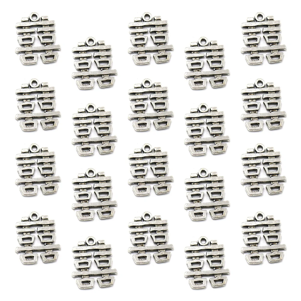 20pcs Chinese Double Character Pendants Alloy Charms DIY Jewelry Making Accessory for Necklace Crafts ( Silver)