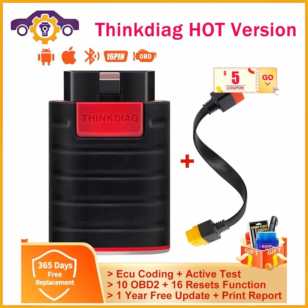 

Thinkcar Thinkdiag HOT Version All System Diagnostic Tool 16 Resets Service Ecu Coding Active Test OBD2 Scanner 1 Year Free