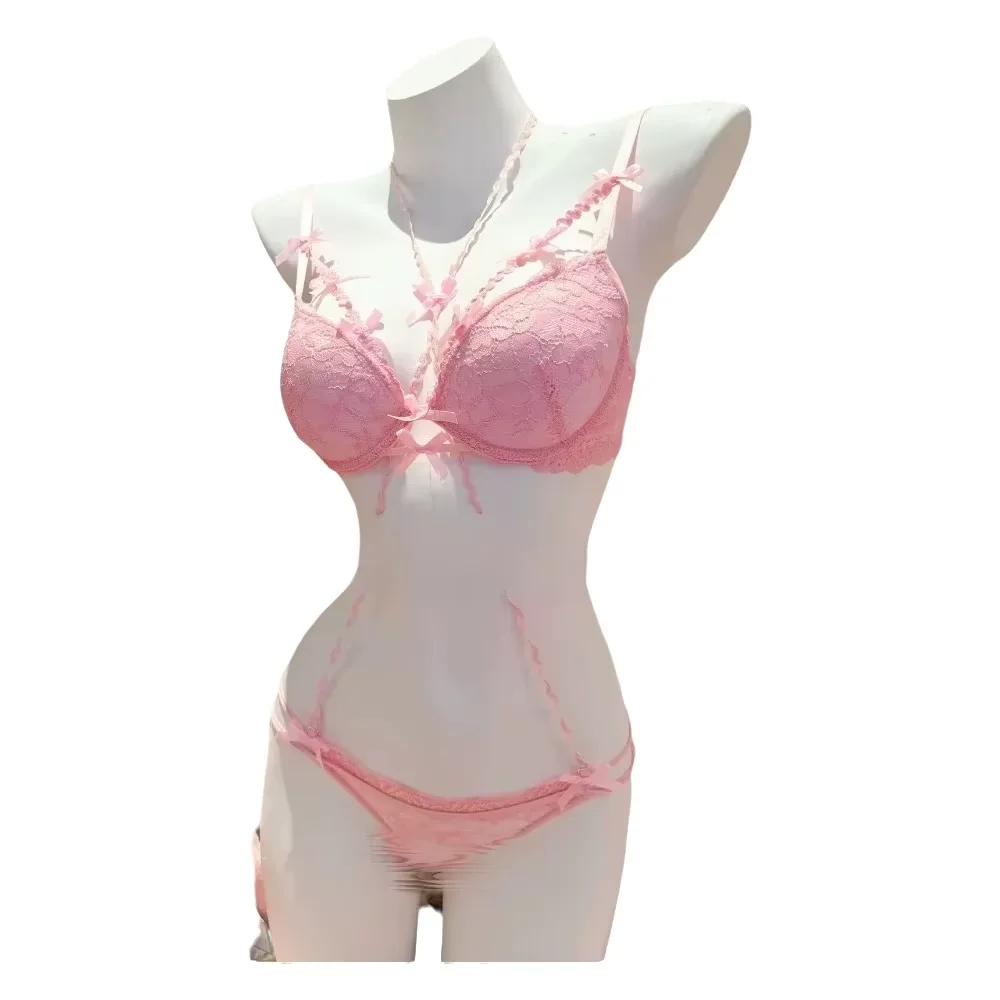 BANERDANNI Women Underwire Bra Set Floral Decor Halter Neck Push Up Lingerie Kit Ladies Innerwear Panty Suit  Soft Daily Wear