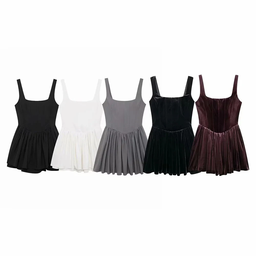 レディース ソリッド カラー 通勤 ドレス 新作 セクシー バックレス ノースリーブ ウエストレス ホルター ショートドレス カジュアル エレガント レディース