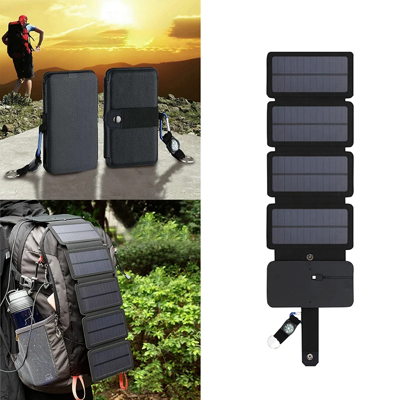 Foldable USB Solar Panels Cell Outdoor Portable Solar Smartphone Battery Charger for Tourism Camping Hiking Supplies