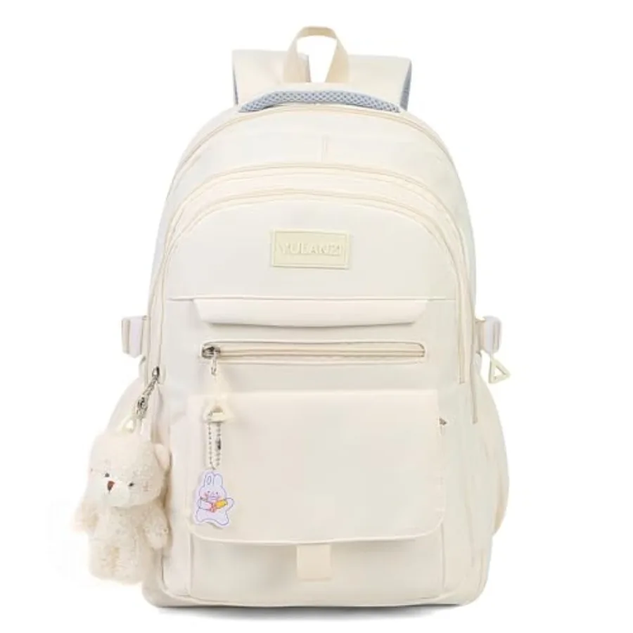 

Girls Backpack for College High Middle School Student, Cute Aesthetic Bookbag for Teens Women with Accessories