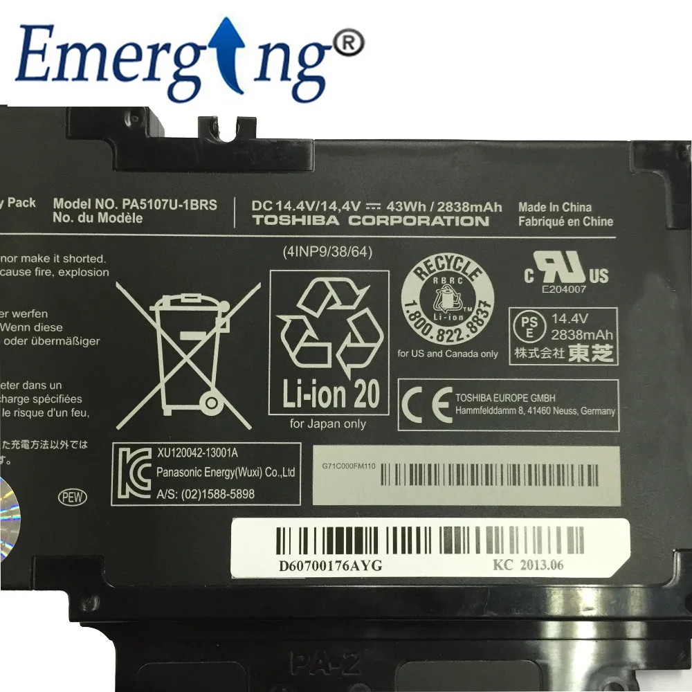 New Laptop Battery for Toshiba Satellite L55-A5234 A5278 P50 S40D L55T PA5107U PA5107U-1BRS