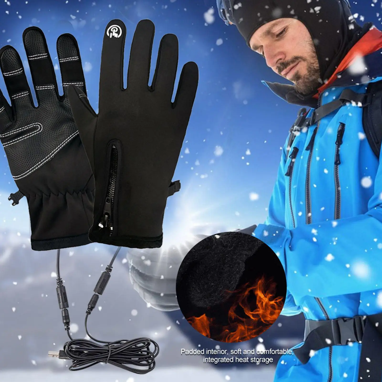 Guantes calefactables recargables, guantes calefactables con pantalla táctil, calentadores de manos, calentador a prueba de viento, equipo para exteriores para escalada, caza, esquí