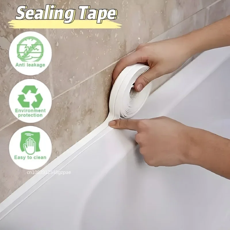 PVC Waterproof Sealing Tape Bathroom Toilet Caulk Tapes Kitchen Sink Countertop Mildew Fouling Proof Sealer Self Adhesive Strip