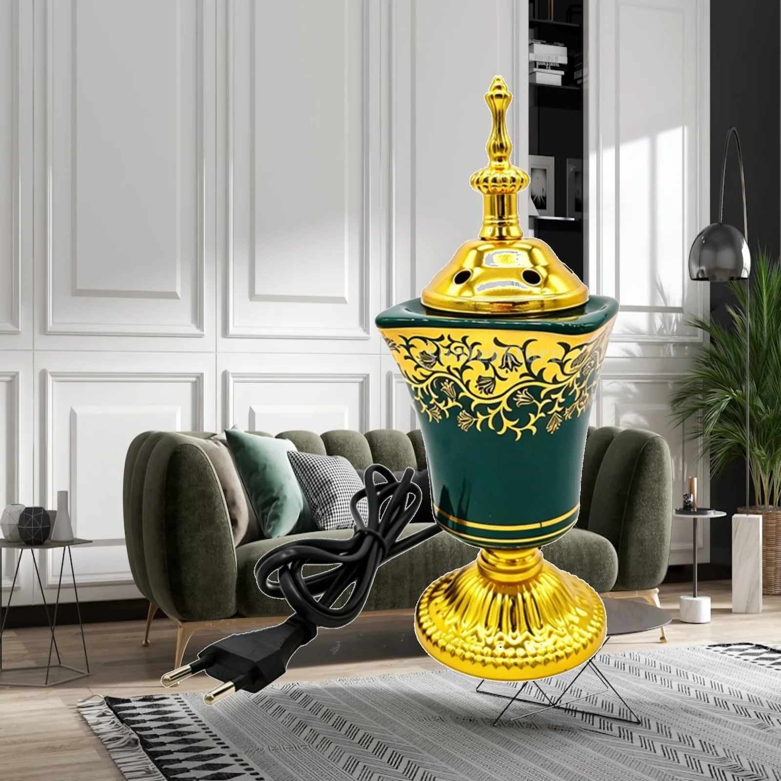 Creative Electric Ceramic Incense Burner Room Fragrance Diffuser Holder Ornament for Meditation Tabletop