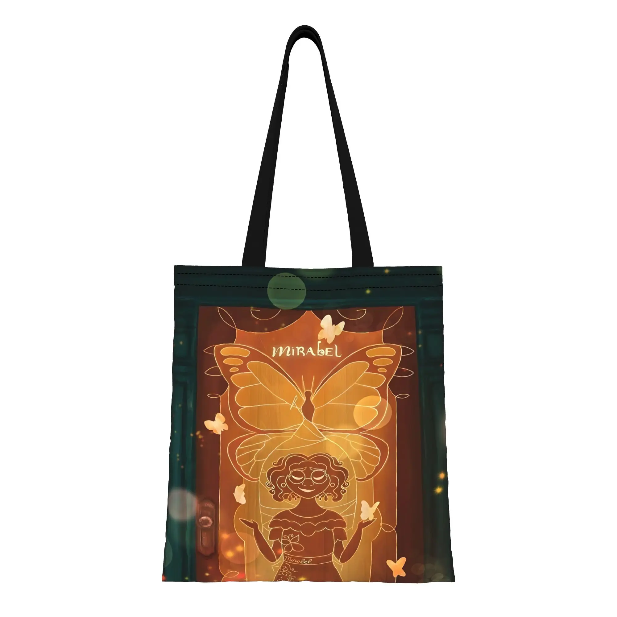 

1 шт. многоразовая двусторонняя холщовая сумка-тоут с изображением Диснея ко Дню святого Валентина, сумка через плечо Encanto the world of magic