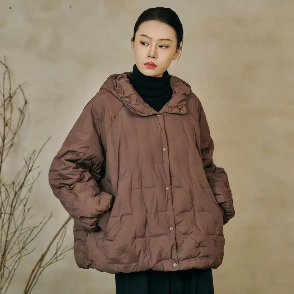 Chaqueta acolchada con capucha para mujer, ropa de primavera e invierno, abrigo de plumón de pato blanco de estilo americano, chaqueta de plumón a la moda para mujer 2025