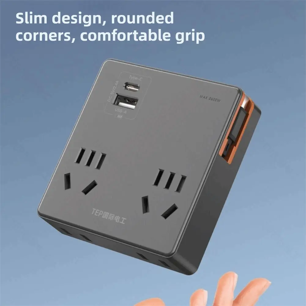 Tech Accessory Flat Plug Power Strip Widely Outlets Space Saving Power Expander USB C Ports Multi Port Charger Office Use