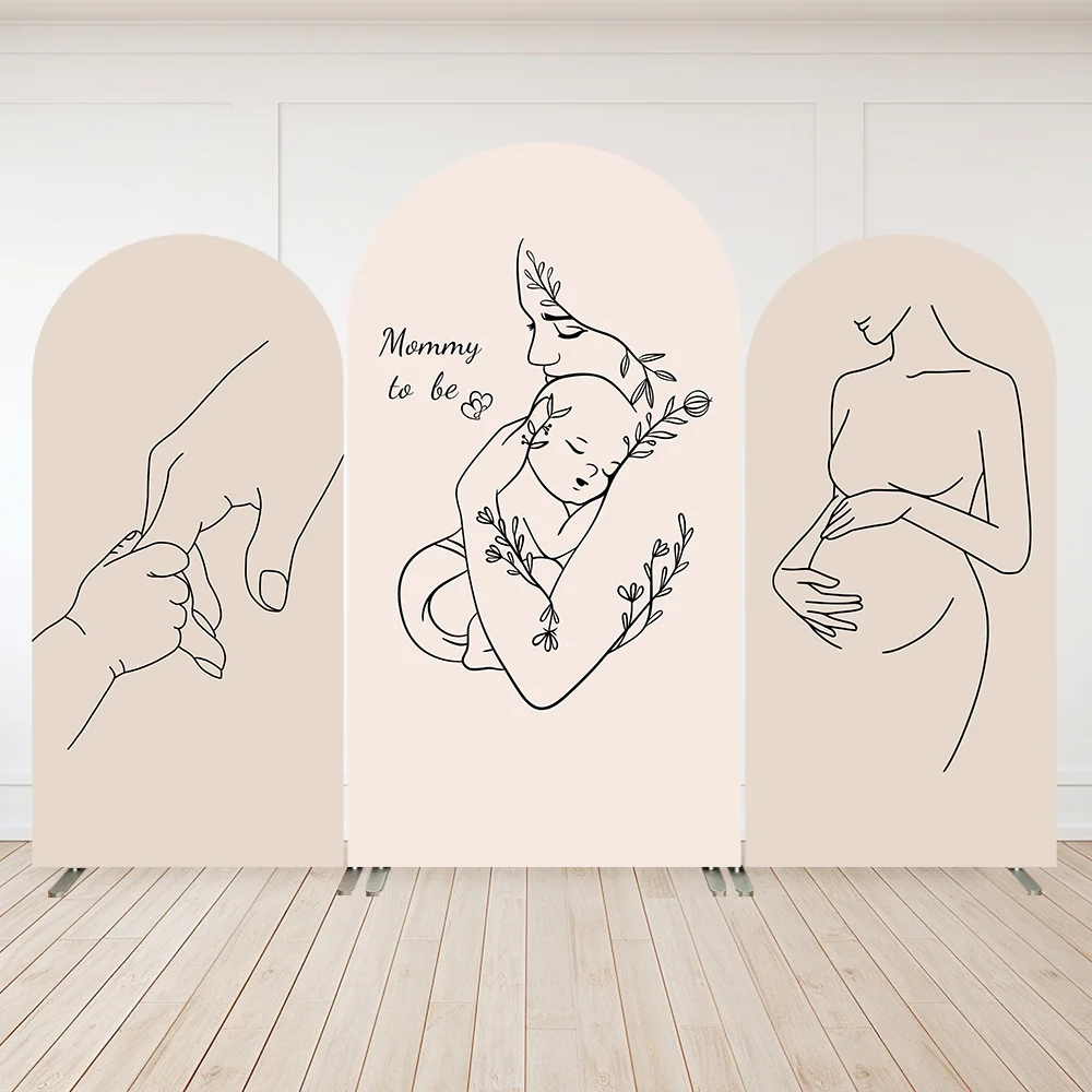 

Pregnant Woman Silhouette Arch Cover Backdrops Wall Baby Shower Gender Reveal Party Backdrop Polyester Banner Photography Props