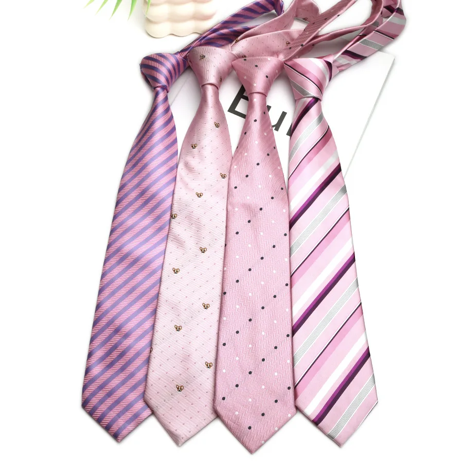 2026 New Pink Striped Polka Dot Tie Men's Business Formal Attire Wedding Casual Professional Suit Tie Girls Clothing Accessories