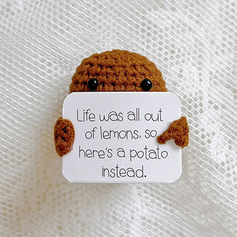 Handmade Positive Energy Potato Hug Pocket Handmade Cucumber Funny Knitted Doll Christmas Gift Home Room Decoration Ornaments