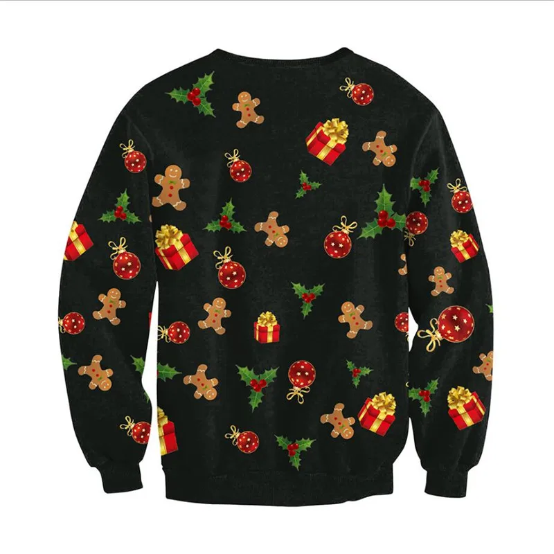 Men Women New Year Eve Xmas Sweatshirt 3D Christmas Gift Tree Print Ugly Christmas Sweater Pullover Holiday Party Jumper Tops