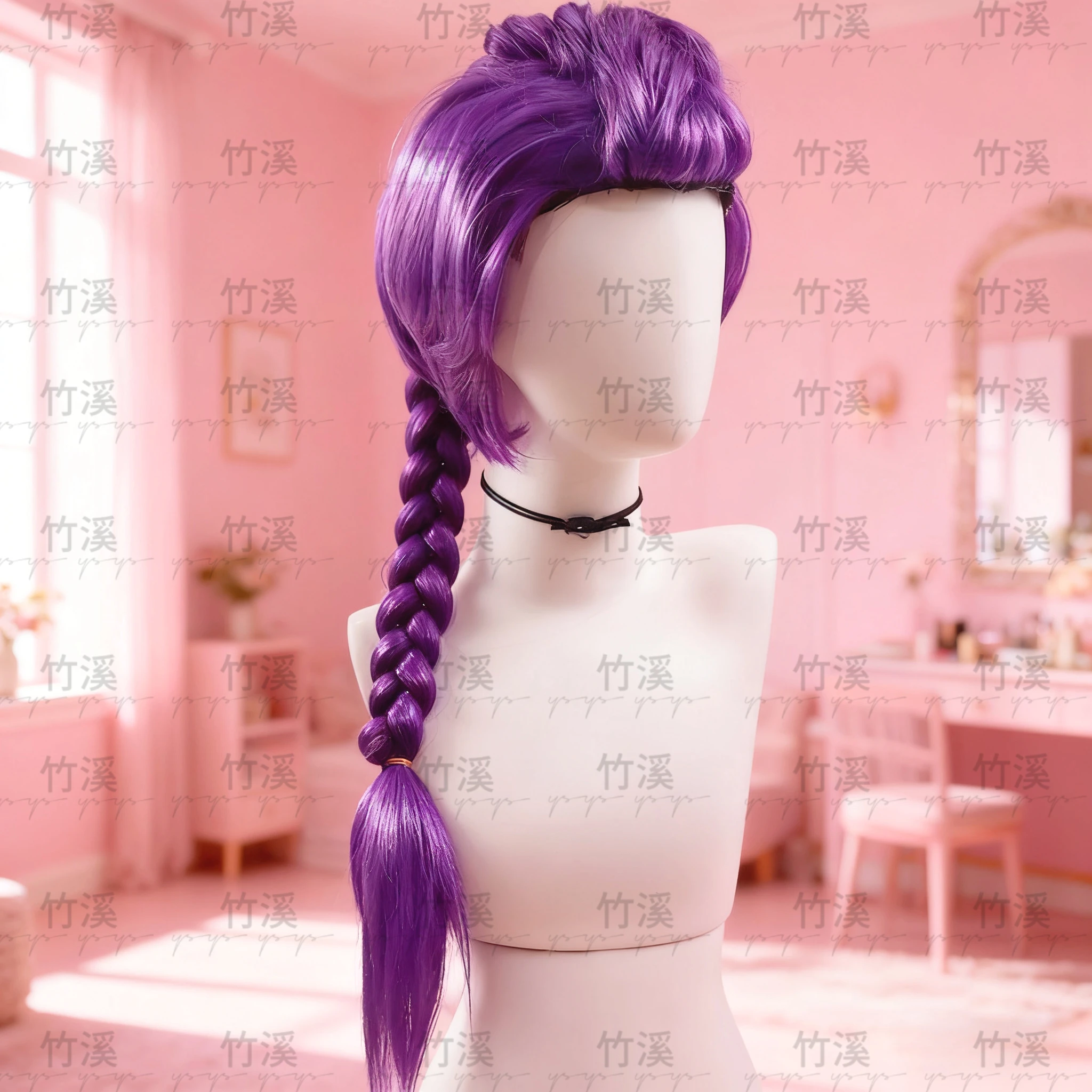 วิกผมทรงหางม้าถักเปียสีม่วง KPOP Witch Hunt ปลอดภัยและเหมาะสำหรับชุดฮาโลวีน อุปกรณ์เสริมผมสำหรับงานปาร์ตี้คอสเพลย์อนิเมะ