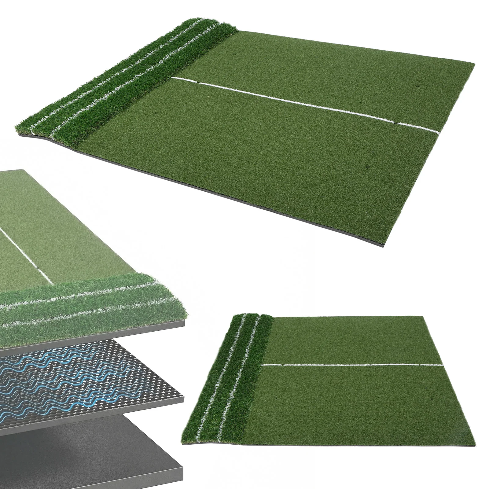 

Golf Putting Training Mat Artificial Turf Matt with Alignment Aid 1.2x1.5m with 10mm EVA Foam for Beginners and Advanced Players