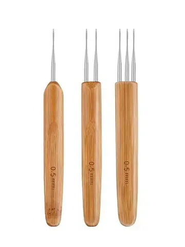 1Pc 0.5mm/0.75mm Dreadlock Crochet Hook Wood Crochet Needles Hair Dreadlocks Tool for Braid Craft