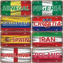 Country Name Poster Car License Metal Tin Signs Russsia France Brazil Metal Plate Retro Wall Decor Garage Car Living Room Home