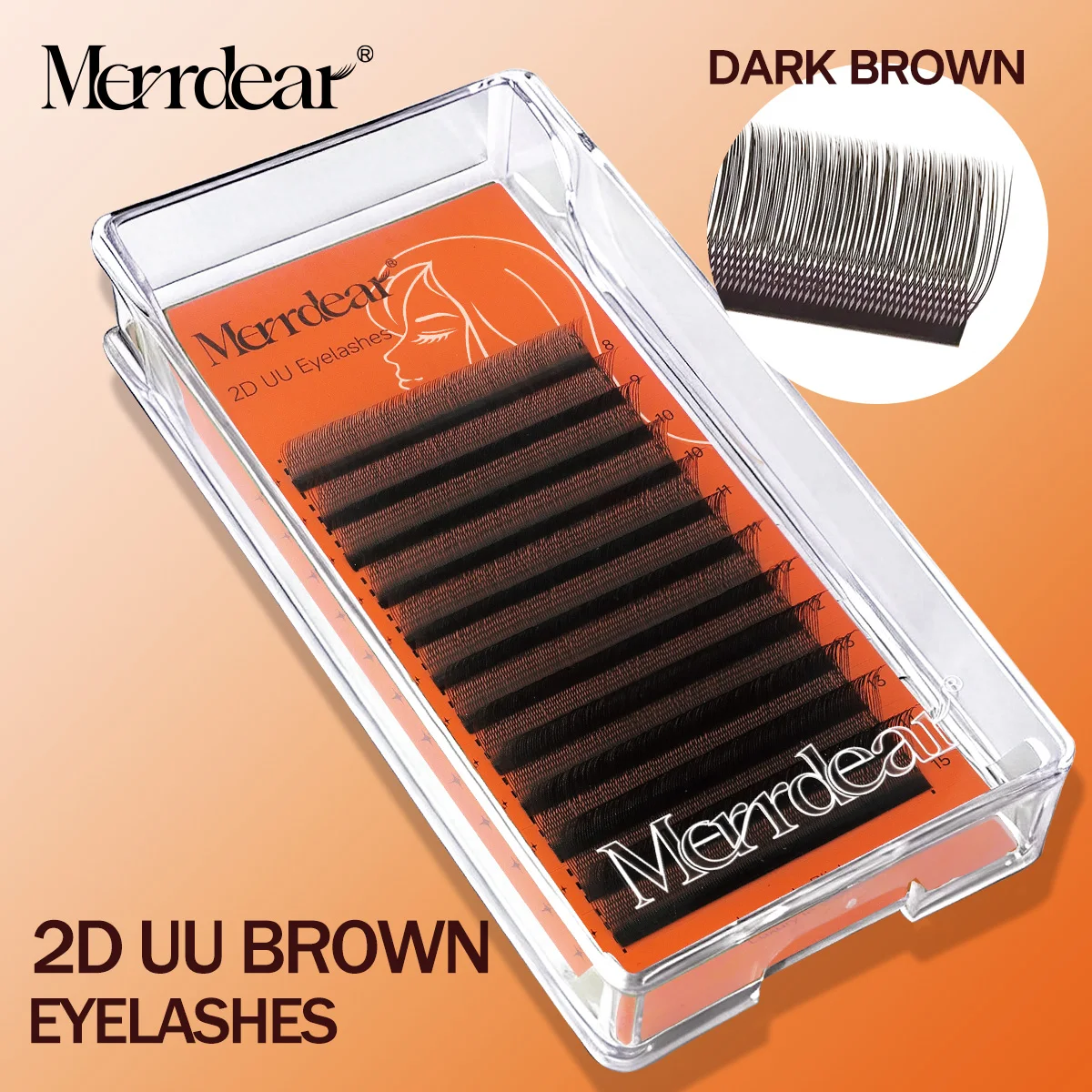 Merrdear U Shaped Dark Brown YY Eyelash Extensions Volume False Lashes Natural Wispy 2DUU Lashes Easy to Apply Faux Mink Makeup