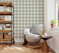 Gingham Checks Plaid Wallpaper Roll,Neutral Green Large Wall Paper For Decoration Bedroom ,Self-adhesive Or Tradition Wall Cover
