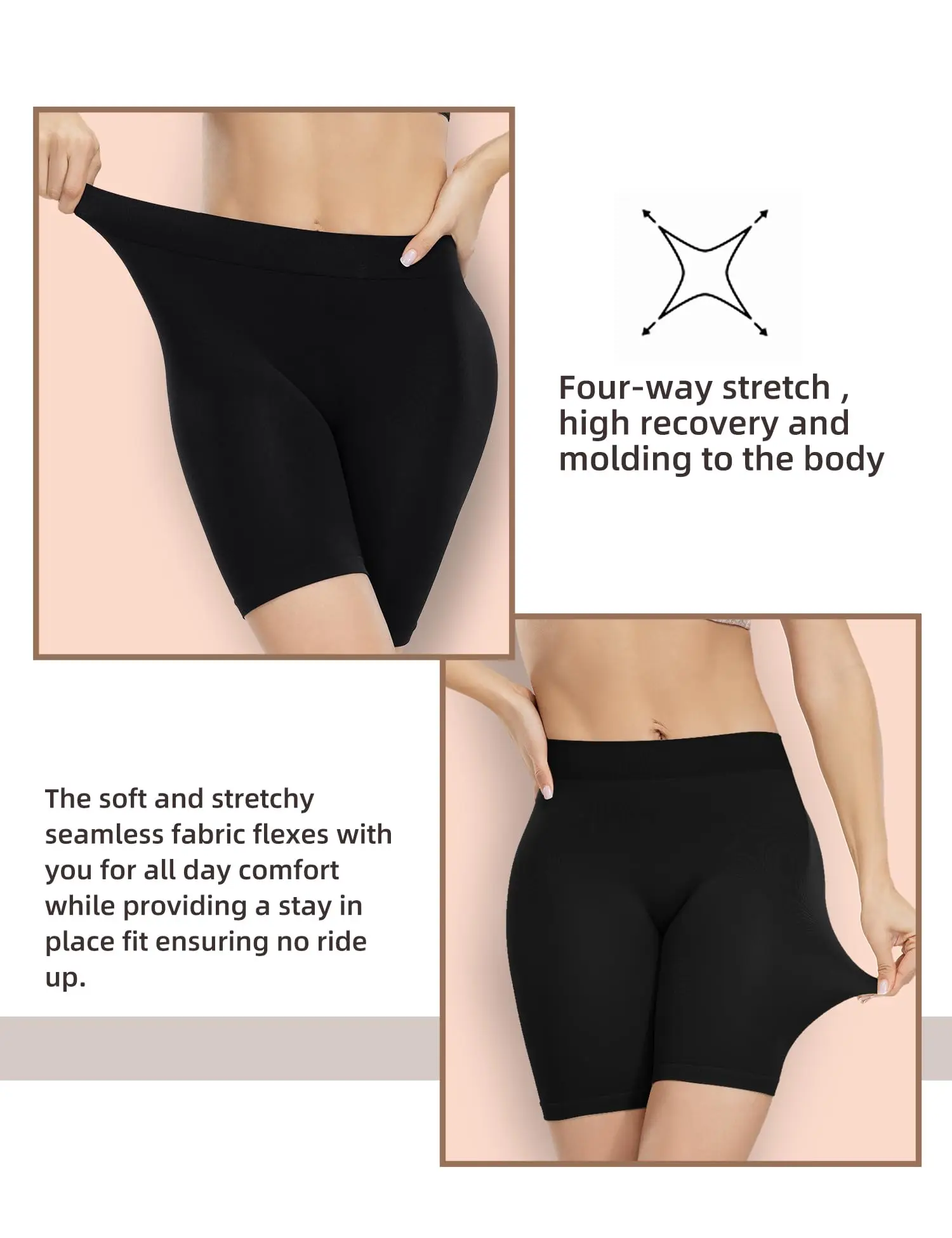 Women\'s Slip Shorts for Under Dresses Seamless Smooth Boyshort Panties Butt Lift High Waist Thigh Slimmer Tummy Control Panties