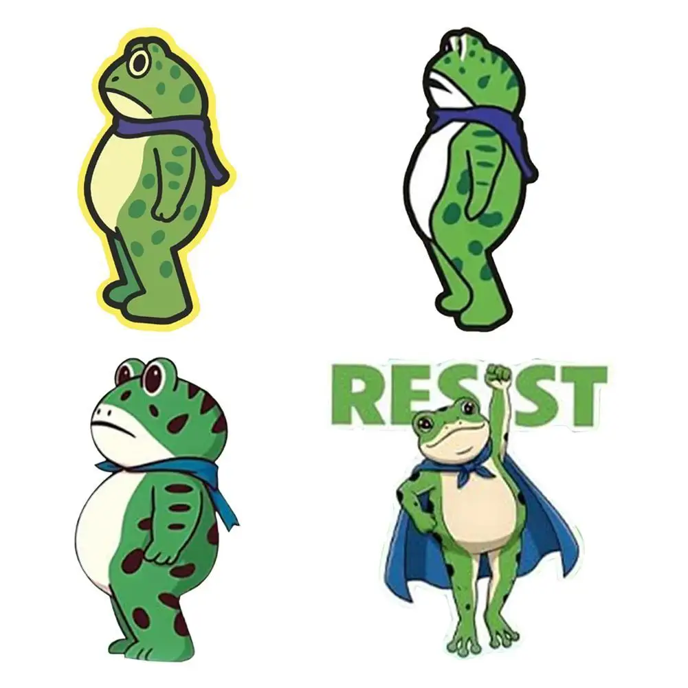 5/10pcs Fun Frog Car Sticker Laptop Decals Waterproof Vinyl Stickers Suitable For Car Windows And Water Bottles Green Stickers