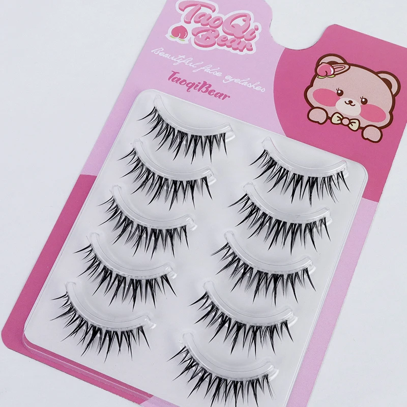 5 paia volume ciglia finte 3D ciglia finte a striscia completa fascia trasparente in un unico pezzo ciglia finte lunghe con ricciolo a C