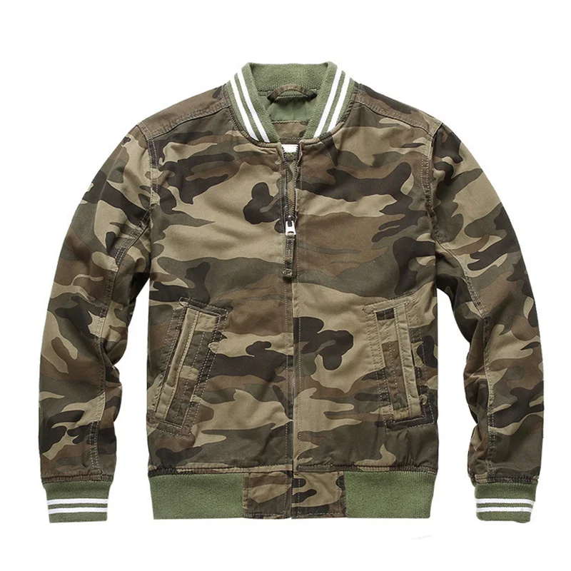 Men's Spring and Autumn Camouflage Jacket Sports Fashion Washed Casual Baseball Clothing Men's Tops Jackets Factory Direct