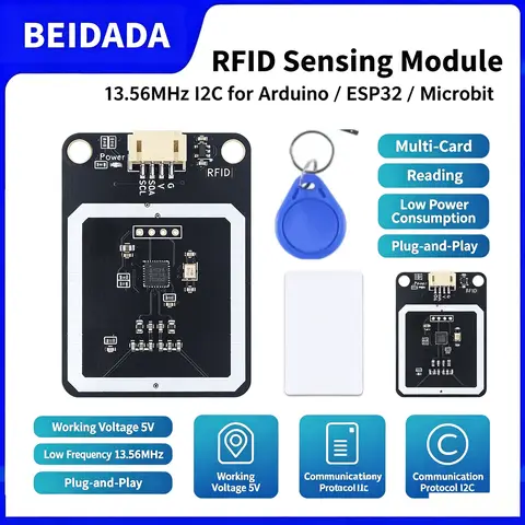 NFC RFID Module RC522 MFRC-522 PN532 RDM6300 Kits S50 13.56 Mhz 125Khz With Tags I2C Write & Read for Arduino/ESP32/Raspberry Pi
