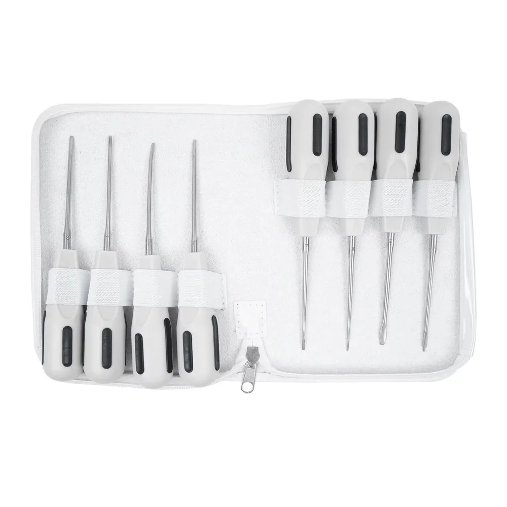 8pcs/Set  Stainless Steel Dental Luxating Lift Elevators Clareador Curved Root Dentist Dental Surgical Instrument