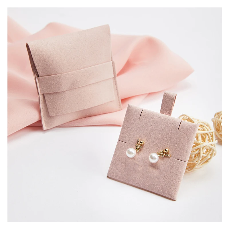 2023 50Pcs/Lot 8*8cm External Dimensions Add 6*6cm Size Suede Card Holder For Ring Necklace Earrings Collect Can Be Customized