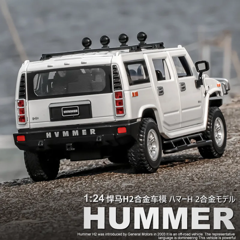 1:24 Alloy Hummer H2 Off Road Toy Car Pull Back Light Sound Function Boys Birthday Gift