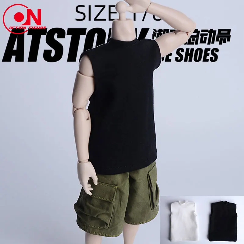 

ATStory масштаб 1/6, мужской жилет без рукавов, однотонный базовый жилет, модель одежды, подходит для 12-дюймовой фигурки солдата, тело куклы