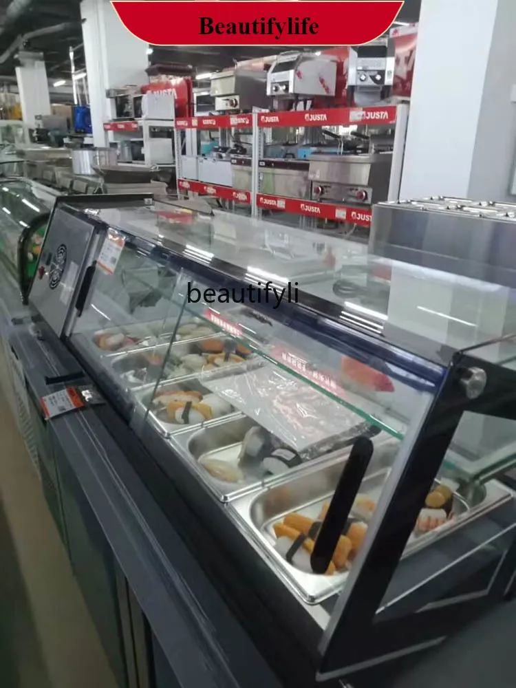 Gabinete de sushi de escritorio de doble capa E132, vitrina refrigerada, congelador de ensalada fresca cocida