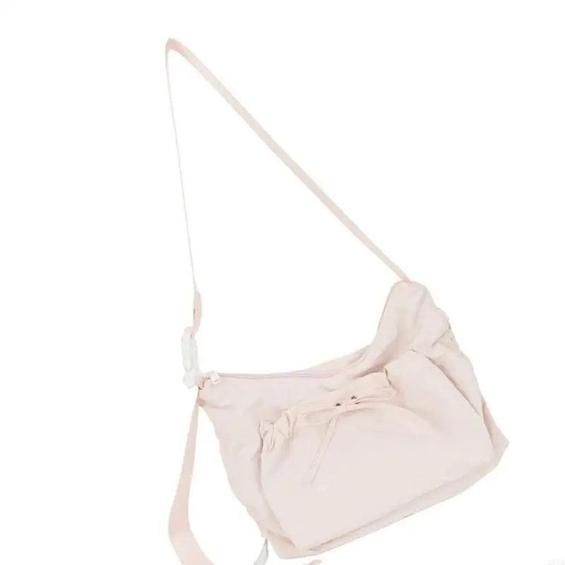 

Lightweight Pleated Shoulder Bag With Bows Design Adjustable Crossbody Strap For Women Commuting Shopping Daily Use 20CA