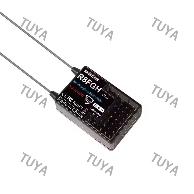 

R8FGH RC Receiver Gyro 8CH Dual Antenna 3ms Response 3-12V IP600 Meters Control Distance for FPV Car Boat