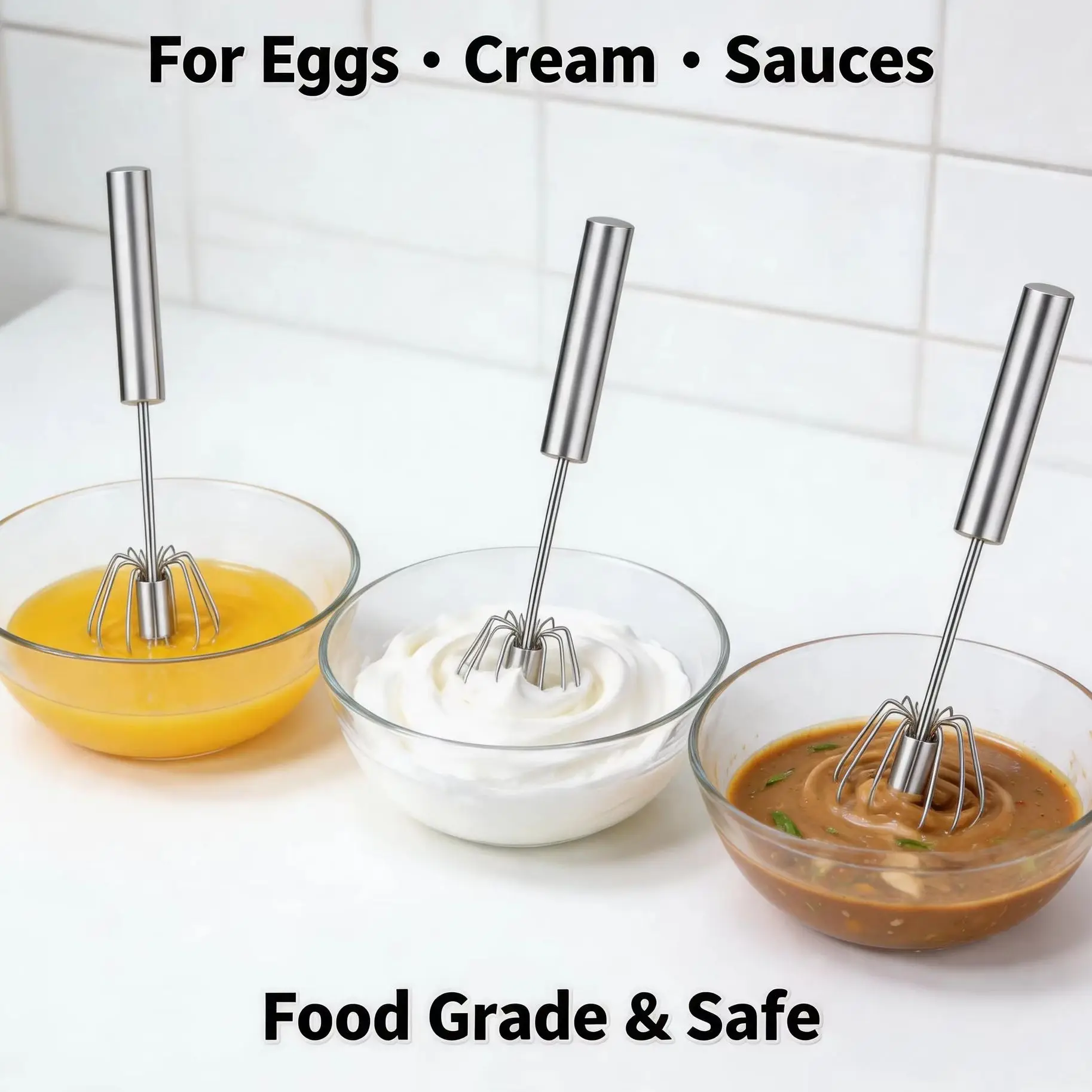 Semi Automatic Mixer Whisk Egg Beater Stainless Steel Manual Hand Mixer Self-Turning Cream Utensils Kitchen Mixer Egg Tools