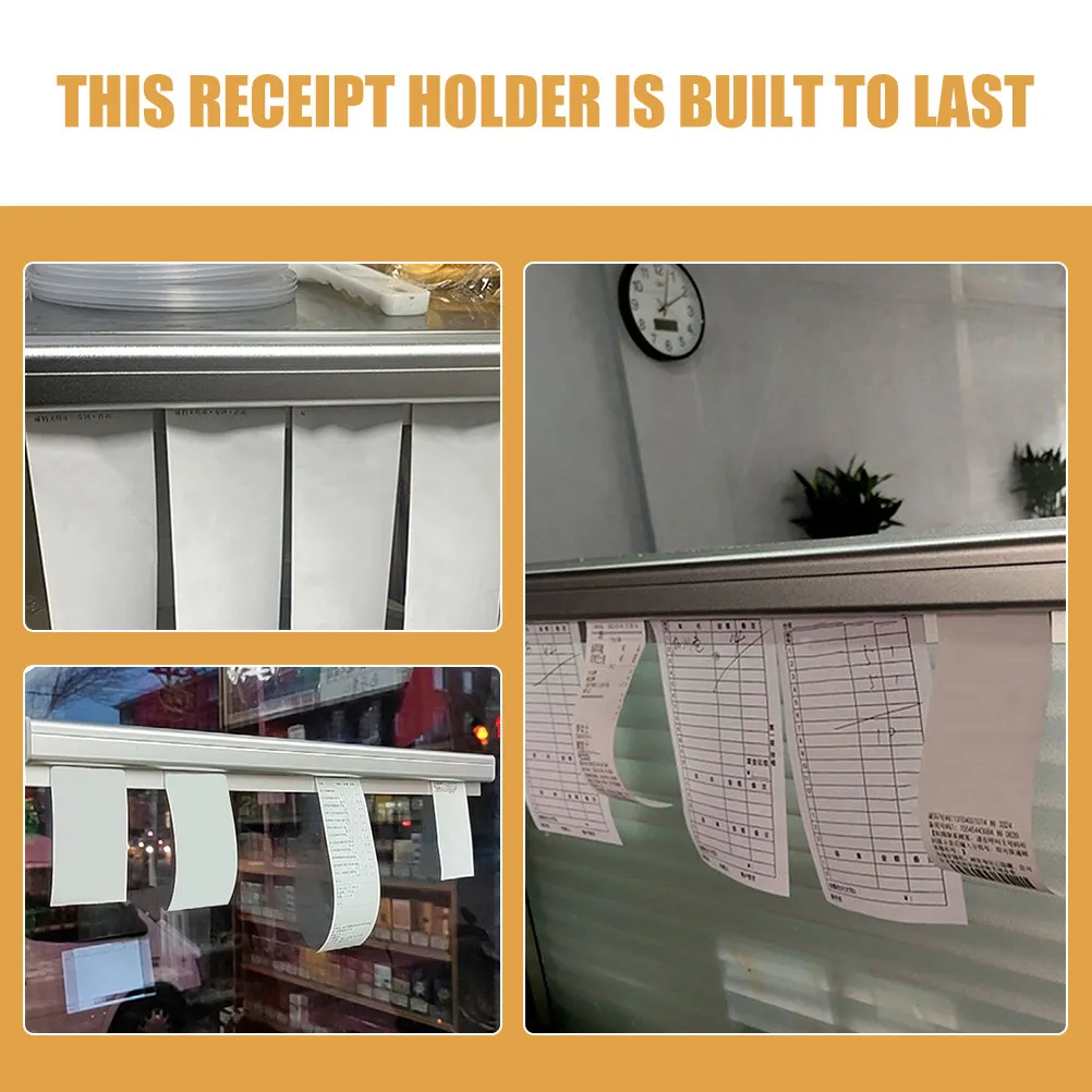 Aluminum Receipt Holder Slide Check Rack Silver Kitchen Order Rail for Restaurant Cafes Office Commercial Use Business Organizer
