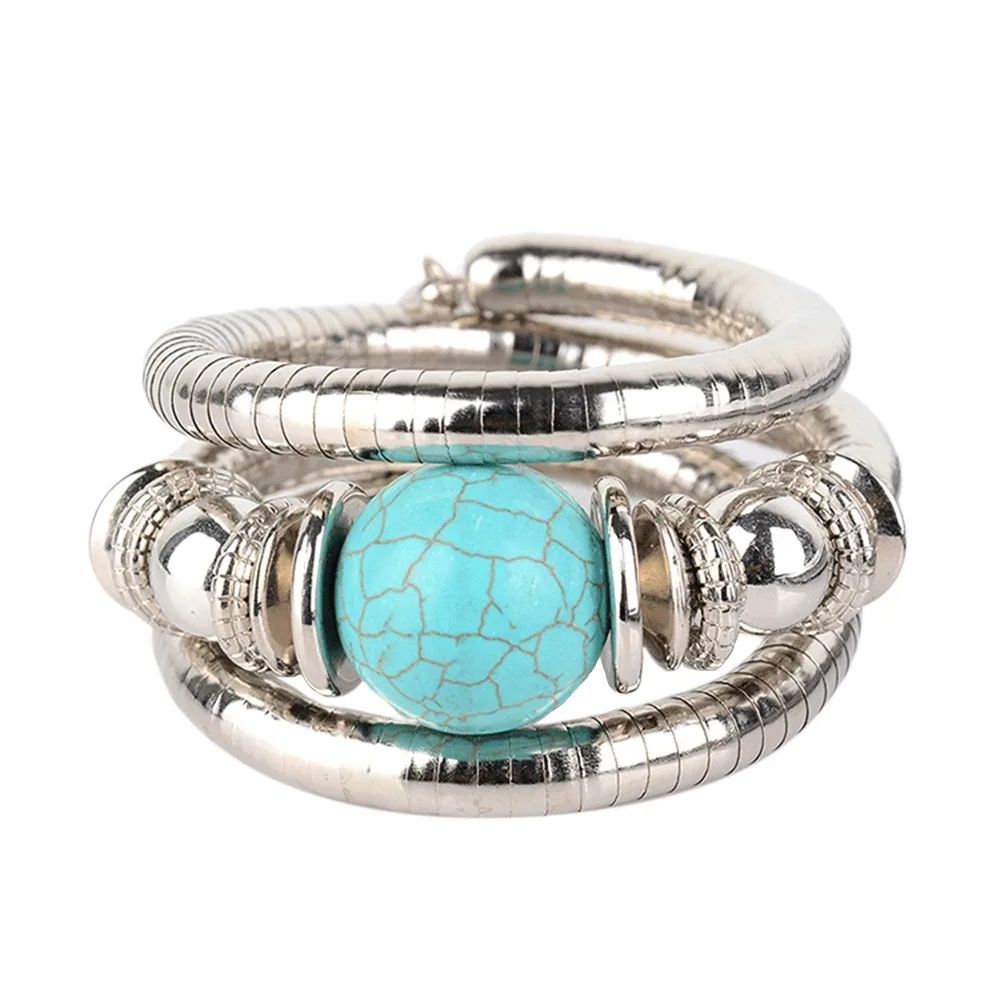 

New Alloy Snake Bracelet Gold Color Silver Color Multi Layer Bracelet Stacking Punk Three Layer Bangle Jewelry Accessories