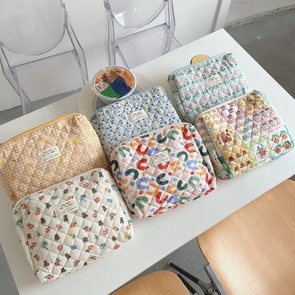 

Мягкая хлопковая косметичка, женский косметический органайзер на молнии, большой милый клатч, косметичка для путешествий