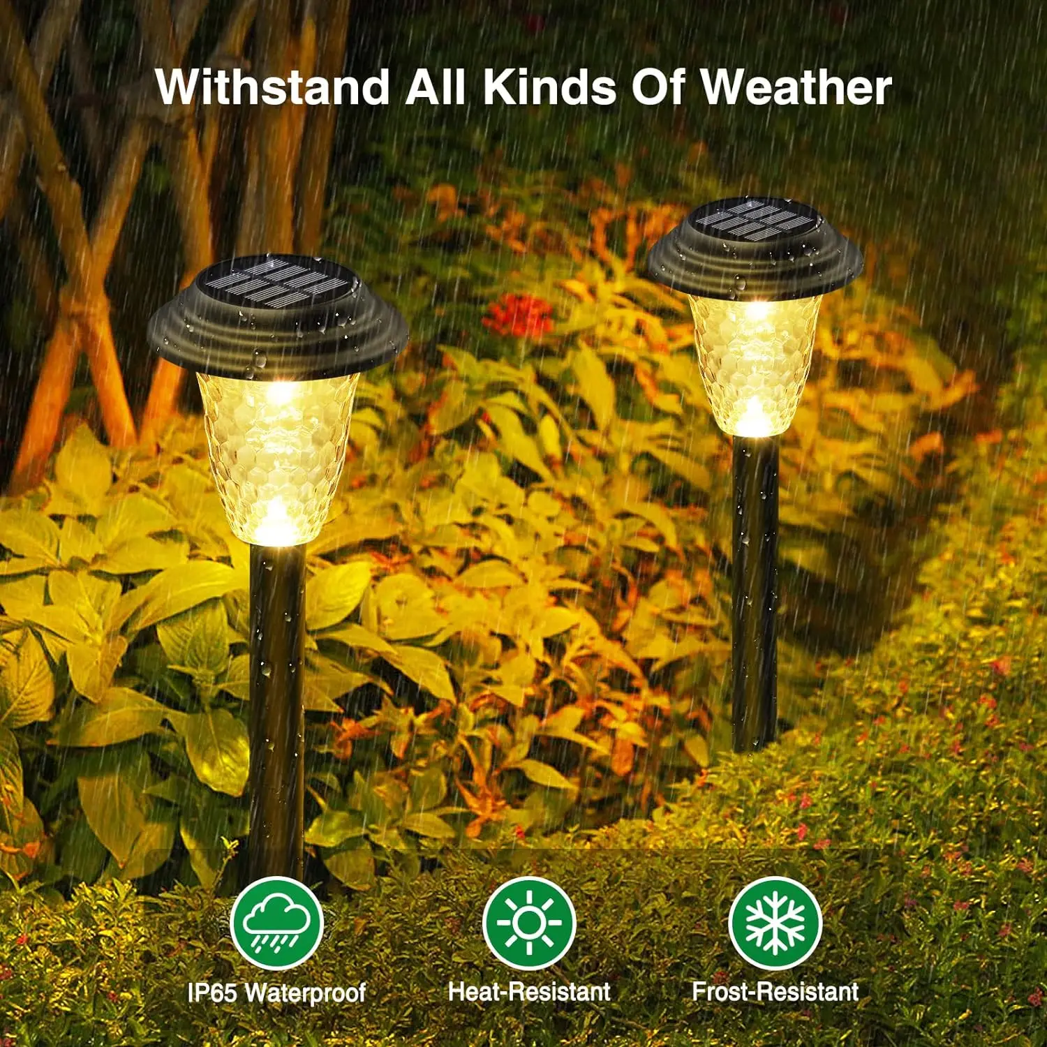Solar Pathway Light Outdoor,Color Changing+Warm White Solar Garden Lights,Bright Solar Path Lights,for Outside Garden Decoration