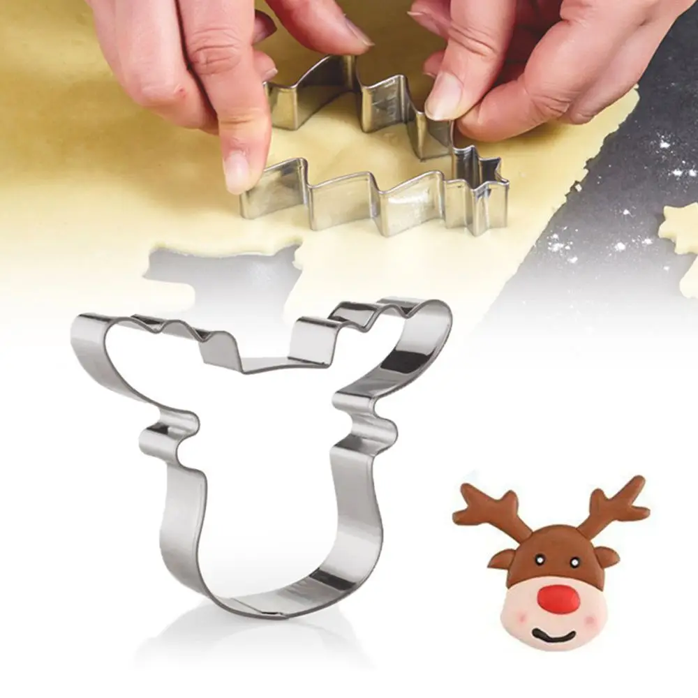 

Fondant Cutter Bakeware Stainless Steel Cookie Cutter Christmas Reindeer Deer Head Mould Biscuit Mold